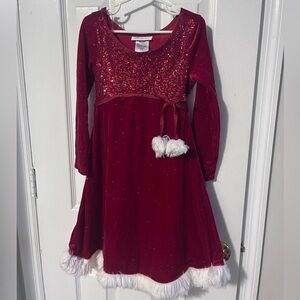 Bonnie Jean Red Sequin Dress with White Trim